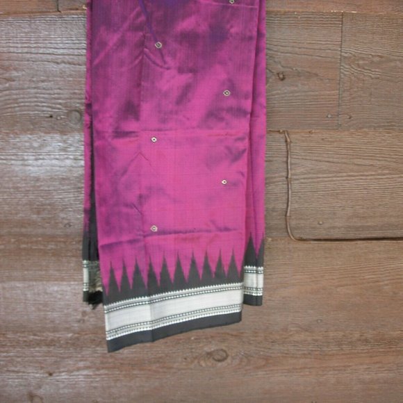 Rich handloom Purple-magenta pure silk SAREE SARI - Picture 11 of 12